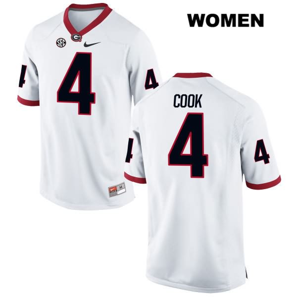 Georgia Bulldogs Women's James Cook #4 NCAA Authentic White Nike Stitched College Football Jersey WXW5156WH